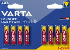 Varta baterie Longlife Max Power AAA, 6+2ks