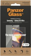 PanzerGlass ochranné sklo pro Samsung Galaxy S23 Ultra, okrajově lepené s "puntíkem" pro otisk prstu