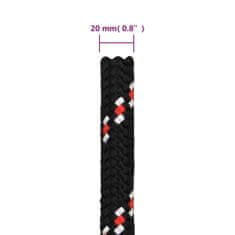 Vidaxl Lodní lano černé 20 mm 100 m polypropylen
