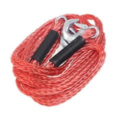 HADEX Tažné pružné lano 4m 3000Kg, červené s háky