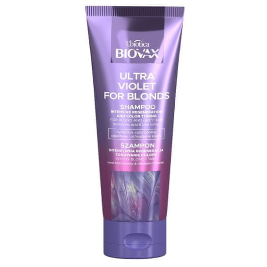 L´Biotica	 Biovax Ultra Violet For Blonds Šampon pro intenzivní regeneraci a tónování barvy pro blond a šedivé vlasy 200 ml