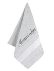 Froté ručník mozaika se jménem MAMINKA - Ručník - 50x100 cm - světlá šedá
