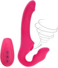 XSARA Sací streap-on vibrační samonosné dildo pro lesbičky na dálkové ovládání - 78425877