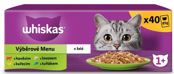 Levně Whiskas kapsičky výběrové menu v želé pro dospělé kočky 40x85 g