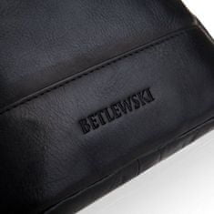 Betlewski Černá kožená taška přes rameno Letterman Tbs-309