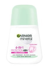 Garnier Minerální dezodorant Roll-On 6In1 Protection 48H Cotton Fresh - Skin+Clothes 50Ml