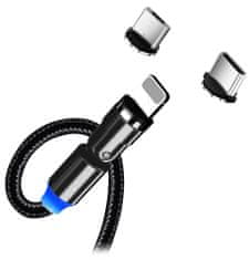 ColorWay Nabíjecí Kabel 3v1 Lightning+MicroUSB+USB-C/ Magnetic/ 2.4A/ Nylon/ Magnetic Rotation 540°/ 1m