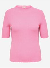 Only Carmakoma Růžové dámské žebrované tričko ONLY CARMAKOMA Ally 50-52