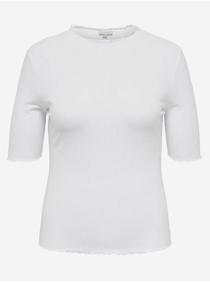 Only Carmakoma Bílé dámské žebrované tričko ONLY CARMAKOMA Ally