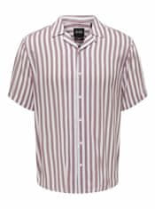 ONLY&SONS Růžovo-bílá pánská pruhovaná košile s krátkým rukávem ONLY & SONS Wayne L