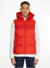 Tommy Hilfiger Červená pánská prošívaná vesta s kapucí Tommy Hilfiger M