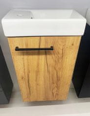 Deftrans Koupelnová skříňka 40 řemeslný dub s umyvadlem + černá baterie + sifon 40