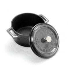 Lava Litinový mini hrnec kulatý 10 cm - šedá majolika