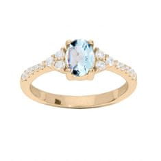 Troli Krásný pozlacený prsten s topazem a zirkony PO/SRC0203TZ (Obvod 50 mm)
