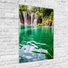 Wallmuralia Vertikální Fotoobraz na skle Plitvická jezera 70x100 cm 2 úchytky