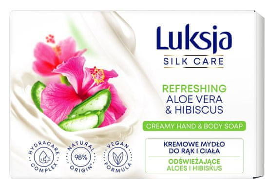 Luksja Silk Care Osvěžující krémové mýdlo na ruce a tělo - aloe vera a ibišek 100G