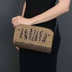 AMADEA Dřevěná kabelka černá - bubliny 25 cm