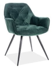 ATAN Jídelní čalouněná židle BERI velvet zelená/černá