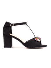 Amiatex Moderní černé dámské sandály na širokém podpatku, černé, 37