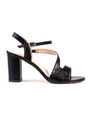 Amiatex Designové dámské černé sandály na širokém podpatku, černé, 37