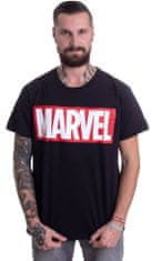 CurePink Pánské tričko Marvel: Logo (L) černá bavlna