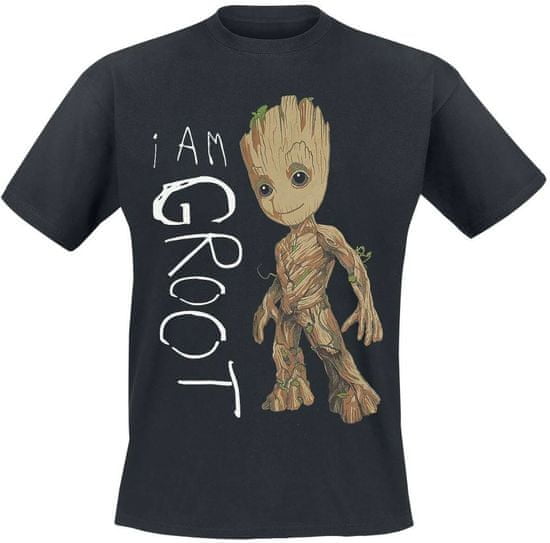 CurePink Pánské tričko Guardians Of The Galaxy 2|Strážci Galaxie 2: I Am Groot Scribbles (S) černé