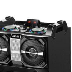 Akai Reproduktor , DJ-T5, přenosný, bluetooth, FM rádio, dálkové ovládání, mikrofon, LED displej, 300 W RMS