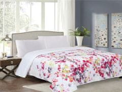 Euromat Dekorační přehoz na postel TAVIRA 220x240 bílý vícebarevný květinový akvarel