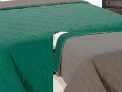 Euromat Dekorační přehoz na postel VIGO II 220x240 smaragdově zelený grafitový geometrické květy