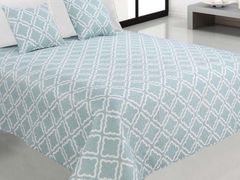 Dekorativní přehoz na postel s povlaky na polštáře TAVIRA 220x240 modrá modrá krémové sušenky