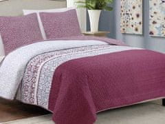 Euromat Dekorativní přehoz na postel s povlaky na polštáře TAVIRA 220x240 bordó šedé geometrické květy