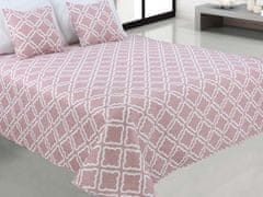Euromat Dekorativní přehoz na postel s povlaky na polštáře TAVIRA 220x240 růžové krémové sušenky