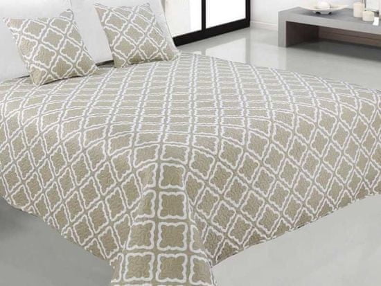 Euromat Dekorativní přehoz na postel s povlaky na polštáře TAVIRA 220x240 Stone beige ecru cookies
