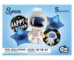 Sada fóliových balónků - kosmonaut - vesmír - kosmos - 5 ks