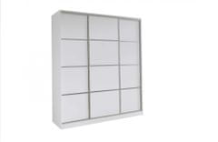 Nejlevnější nábytek Šatní skříň LITOLARIS 150 bez zrcadla, se 4 šuplíky a 2 šatními tyčemi, bílý mat