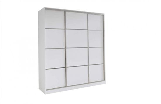 Nejlevnější nábytek Šatní skříň LITOLARIS 180 bez zrcadla, se 4 šuplíky a 2 šatními tyčemi, bílý mat