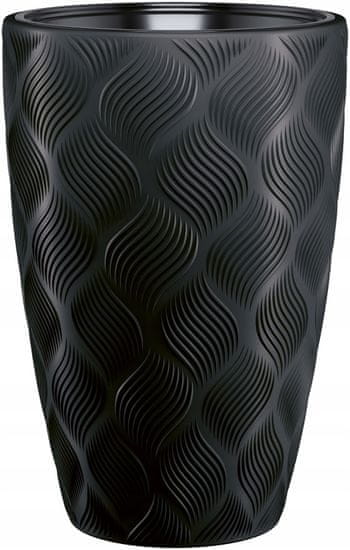 Form-Plastic Kulatý květináč Flow Slim 40 | Tmavě černá