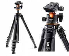 K&F Concept Stativ pro fotoaparát, kameru, 3D hlava 15 kg, 178 cm, hliník, K&F KF09.105