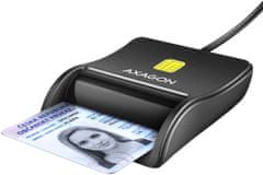 AXAGON CRE-SM3N, USB-A FlatReader čtečka kontaktních karet Smart card (eObčanka), kabel 1.3m