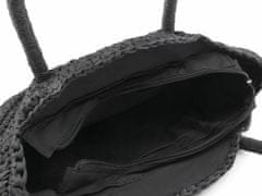 Kraftika 1ks černá háčkovaná kabelka rafie se zipem 33x37 cm