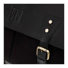PAOLO PERUZZI Černá pánská taška na notebook s klopou