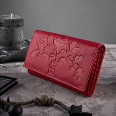 PAOLO PERUZZI Dámská kožená peněženka Red Flower Embossing