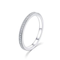 MOISS Minimalistický stříbrný prsten se zirkony R00020 (Obvod 46 mm)