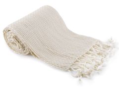KONDELA Pletená deka se střapci Tavau 150x200 cm - béžová / vzor