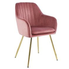 KONDELA Jídelní židle Adlam - růžová (Velvet) / zlatá