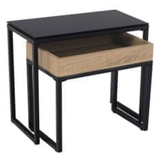 KONDELA Konferenční stolek (2 ks) Dagor - černý / dubový