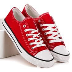 Amiatex Pohodlné červené textilní tenisky + Ponožky Gatta Calzino Strech, odstíny červené, 37