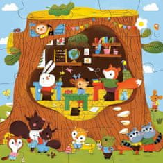 Mudpuppy Podlahové puzzle lesní školka s tvarovanými dílky