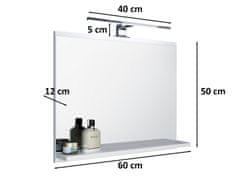 Bílé zrcadlo s nástěnným LED svítidlem do koupelny