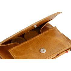 Garzini Kožená peněženka na karty s kapsou na mince Essenziale Brushed Cognac